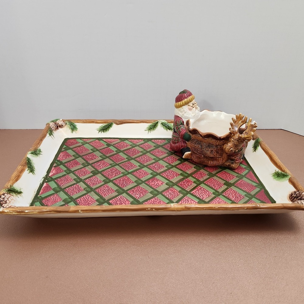 GKAO CHRISTMAS CHIP AND DIP TRAY Woodland Style 14" x 10" *See Pics